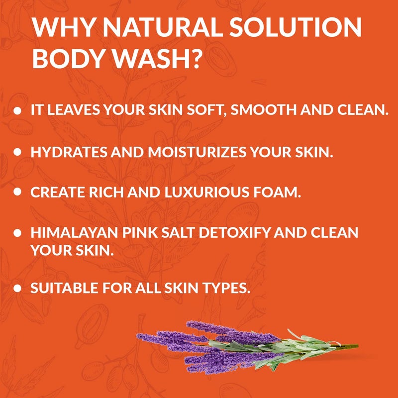 Natural Solution Body Wash, Made With Himalayan Pink Salt & Organic Lavender Oil, Purifying and Transforms The Even Driest Skin in Just One Shower, 17 fl oz (6 Count) - Image 5